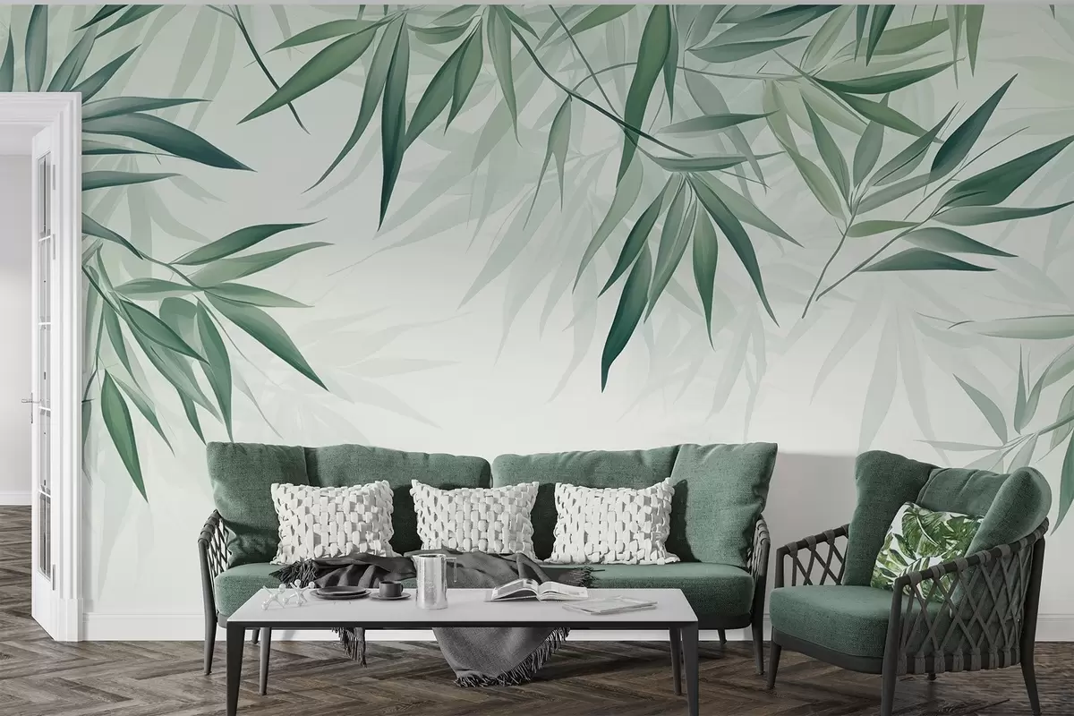 wall murals Bamboo leaves w04147