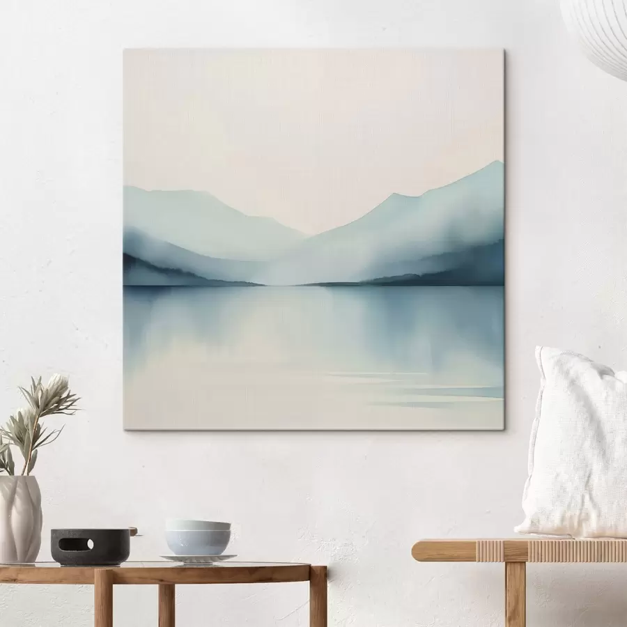 wall murals Mountains behind the lake imitation of watercolor s44764