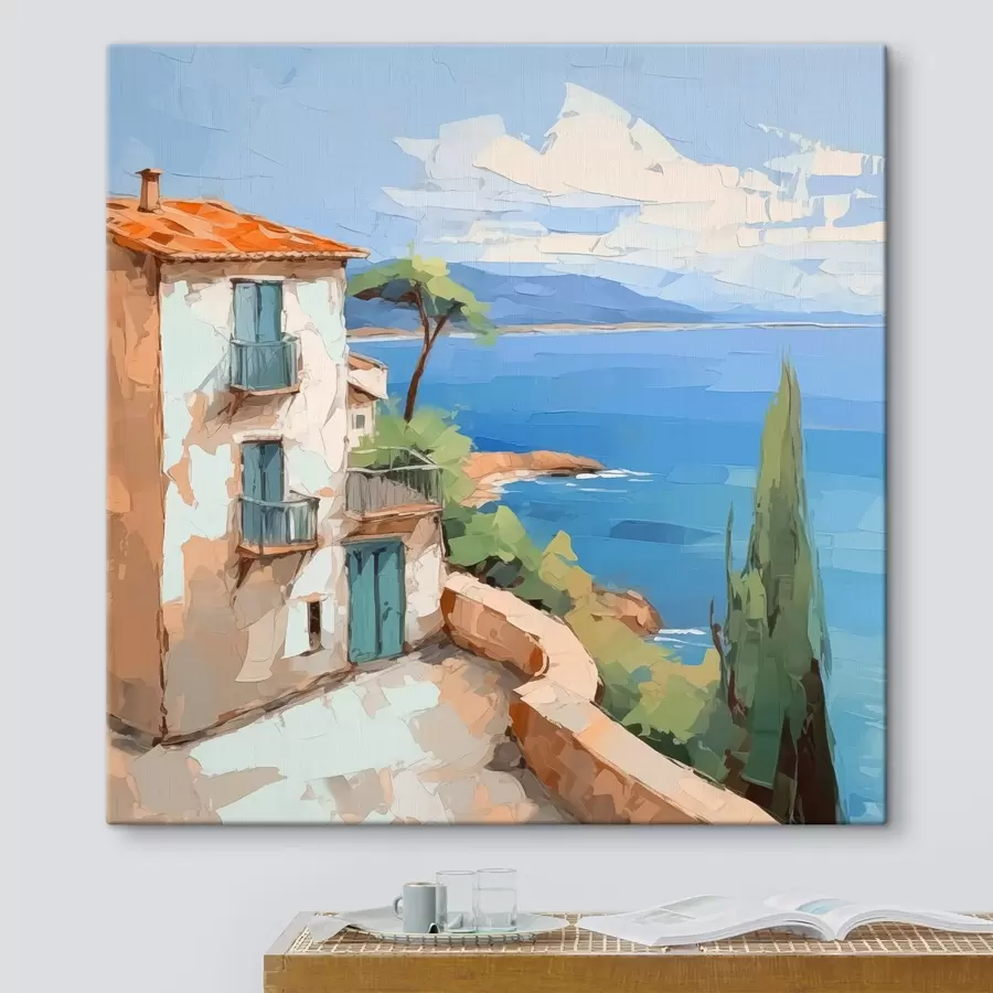 murales Casa junto al mar imitación de pintura s44767