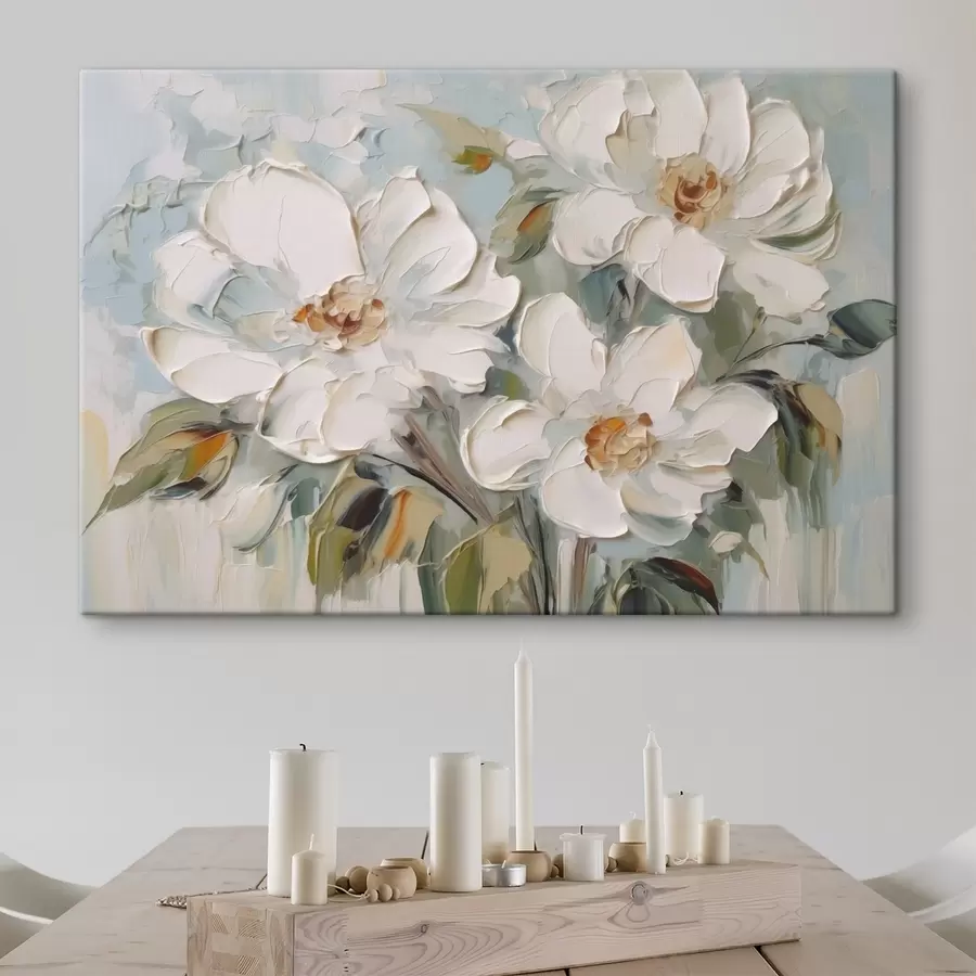 murales Pintura imitación flores blancas s44775