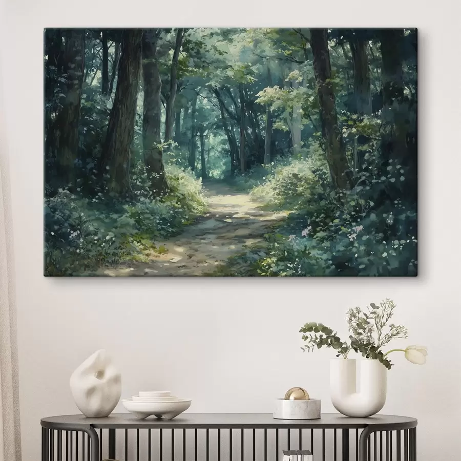 wall murals Green forest with trees and sunlight  s44784