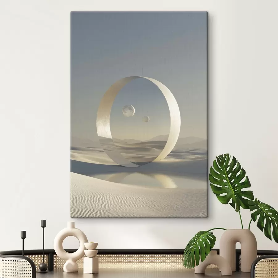 wall murals Futuristic landscape with dunes and planets  s44791
