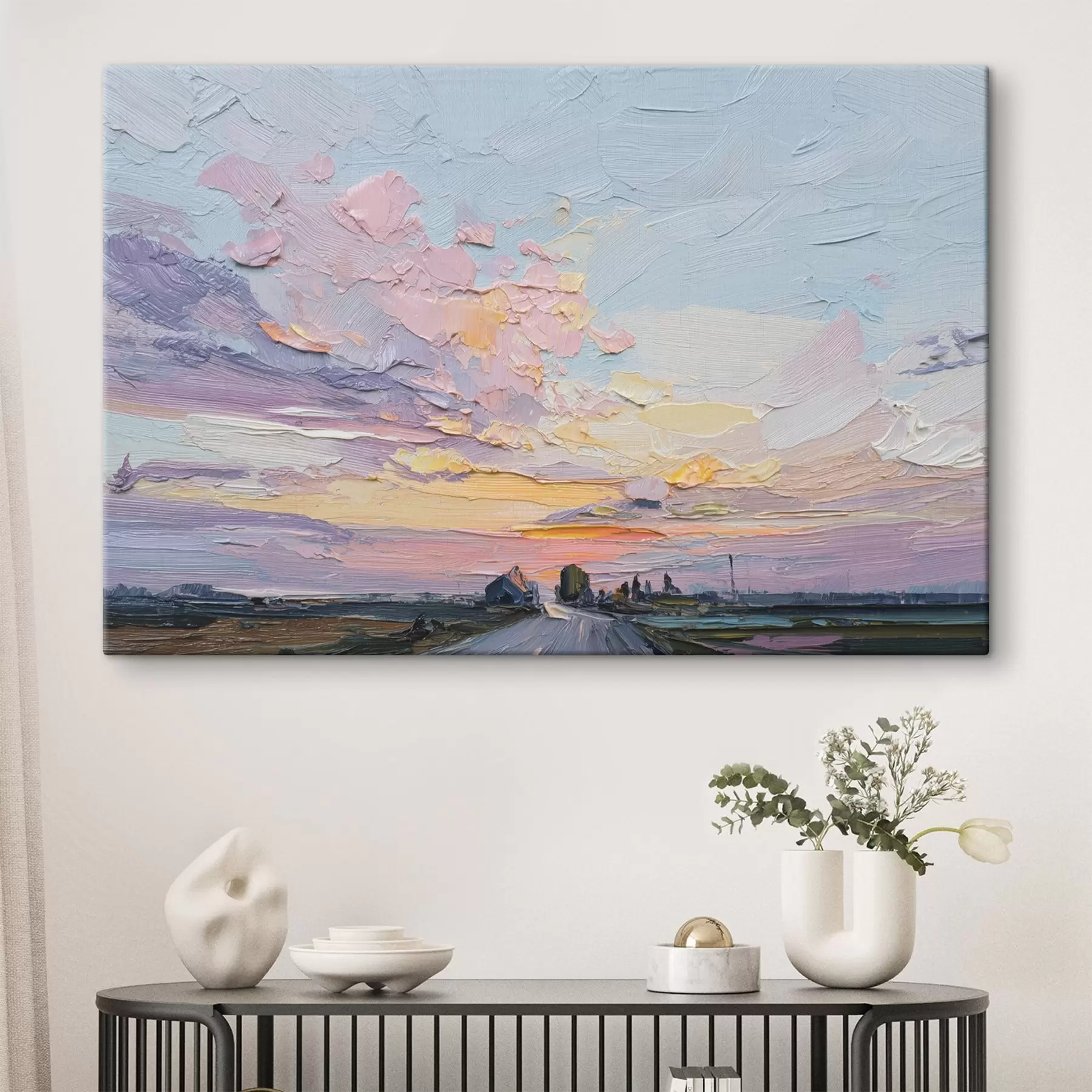 murales Paisajes campestres al óleo dibujo, puesta de sol s44794