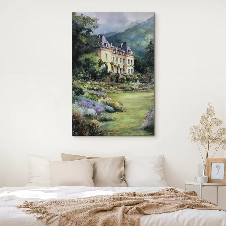 murales Castillo francés rodeado de un jardín con lavanda s44797