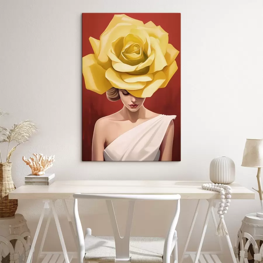 murales Mujer con sombrero rosa amarillo s44800
