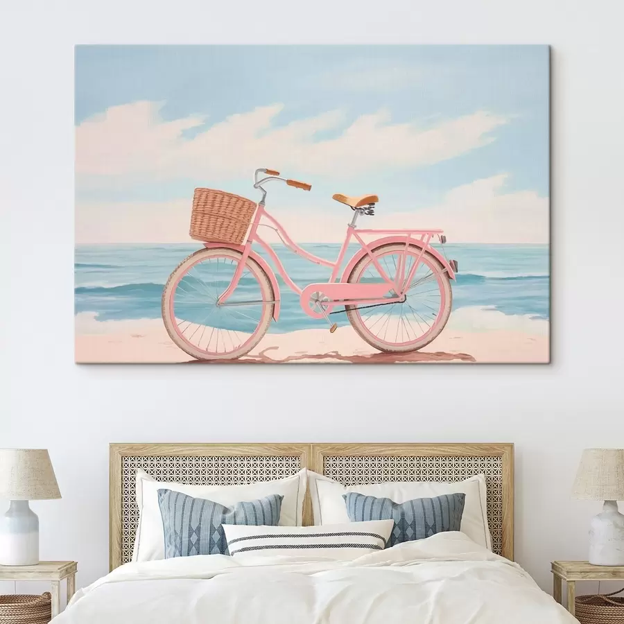 wall murals Pink bike on the beach s44808
