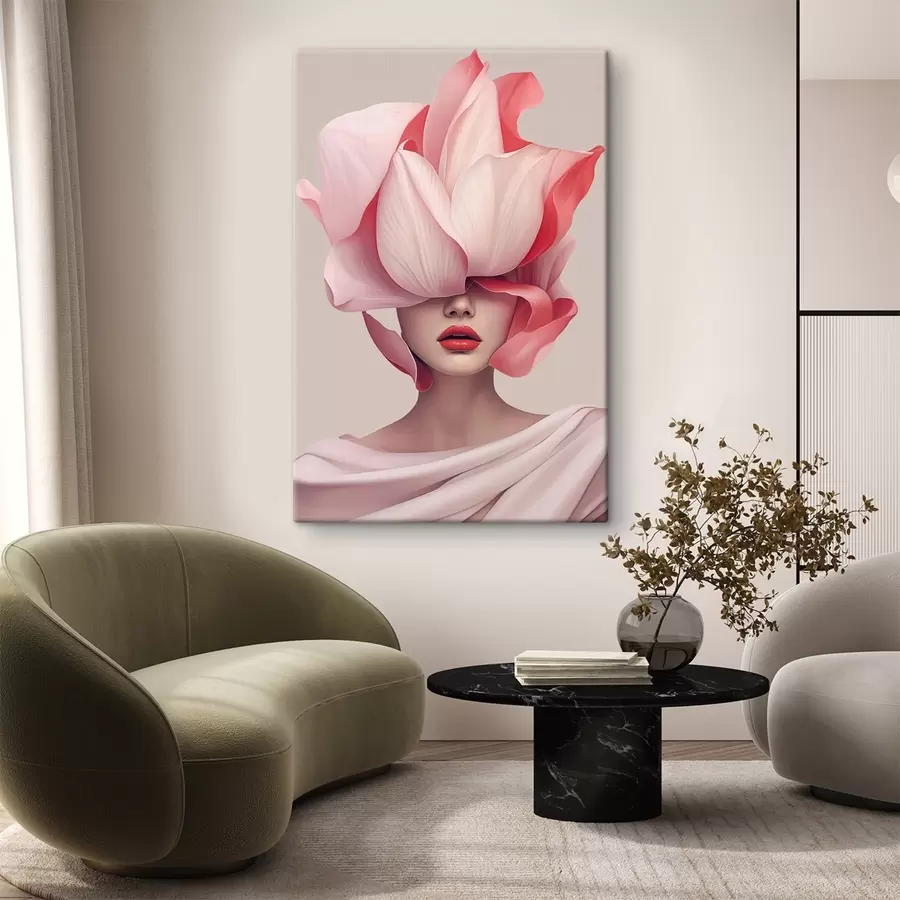 murales Retrato femenino con grandes pétalos s44812