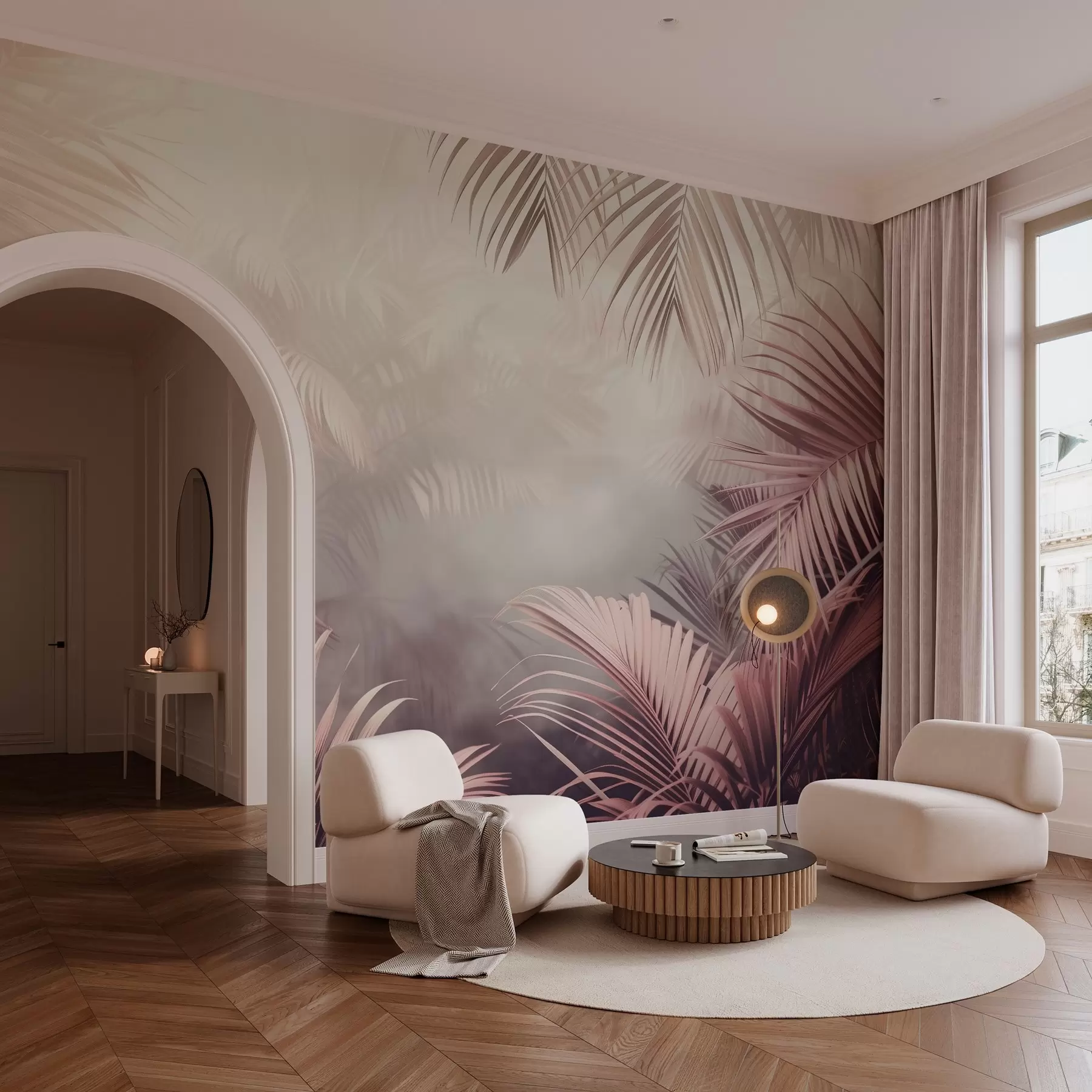 Wall Mural Photo Wallpaper tropical jungle with a pink tint w04142