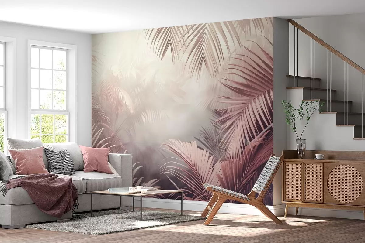 Wall Mural Photo Wallpaper tropical jungle with a pink tint w04142
