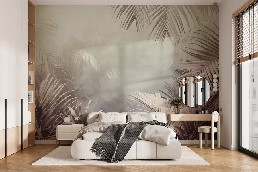 wall murals tropical jungle with a neutral shade w04142v1