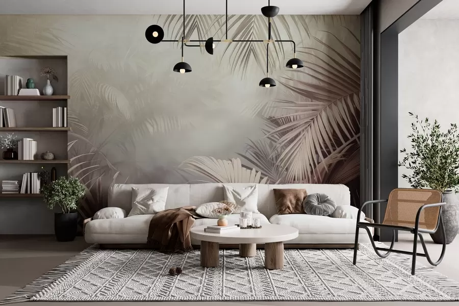 wall murals tropical jungle with a neutral shade w04142v1