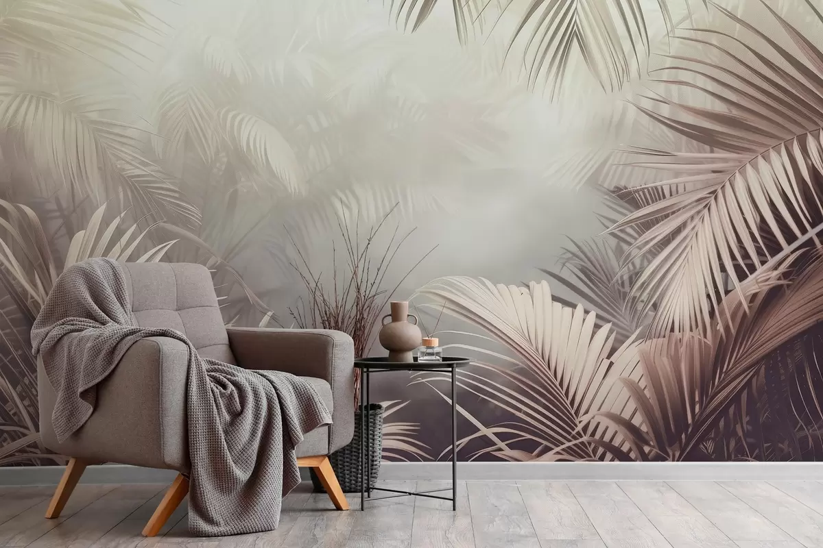 murales selva tropical con un tono neutro w04142v1