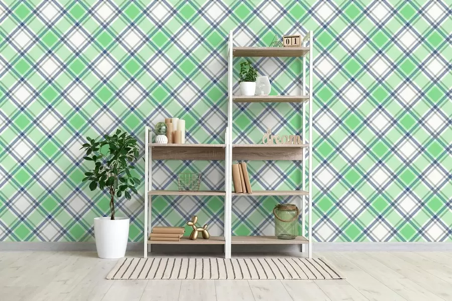 Wall Mural Photo Wallpaper checkered pattern in green tones w04167v2