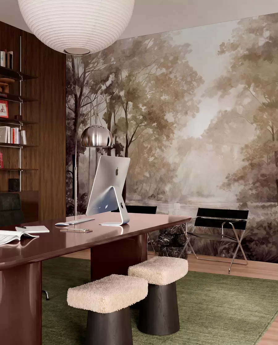 wall murals Forest in Warm Sepia w09210