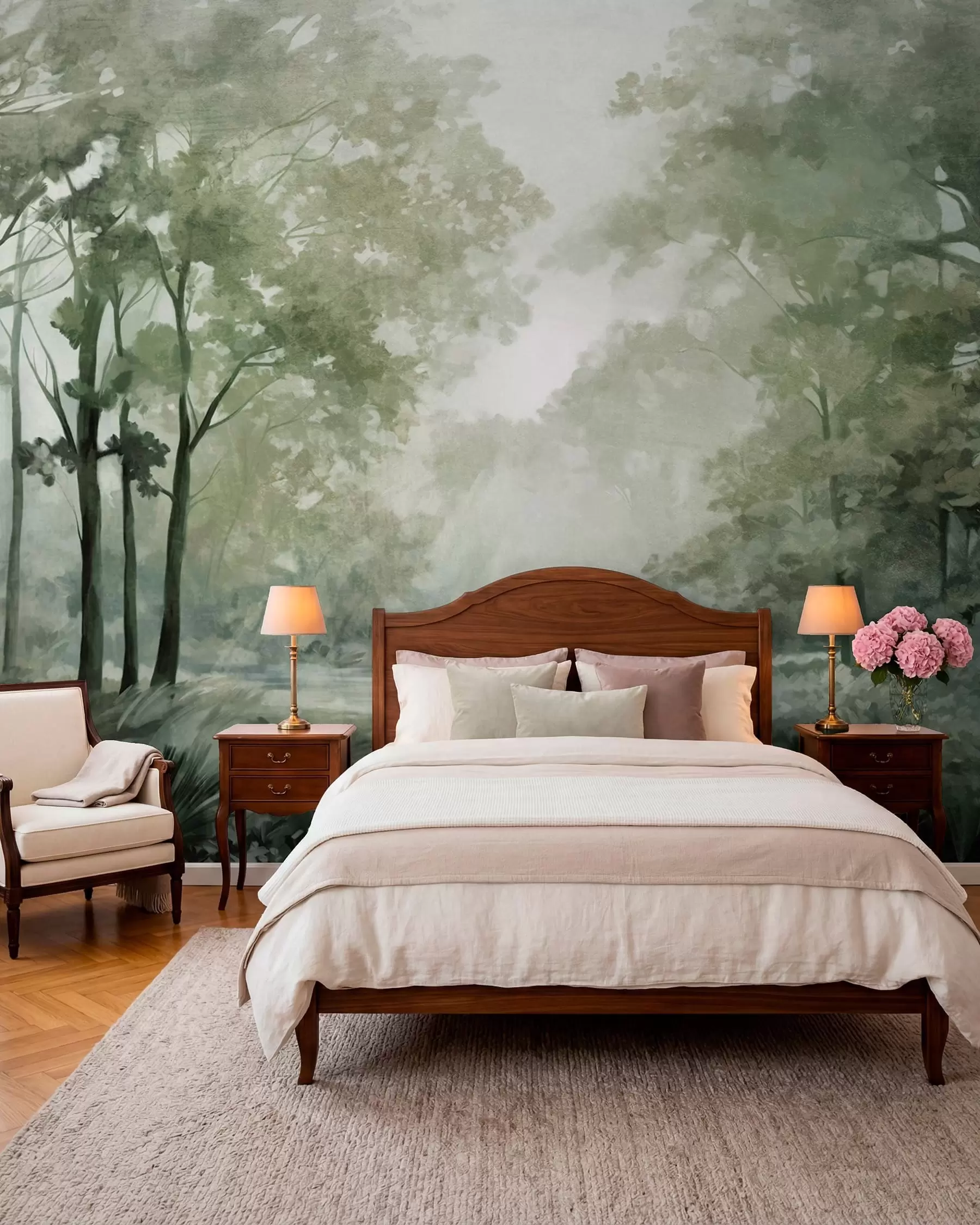 peintures murales Forêt vert sauge w09210v2