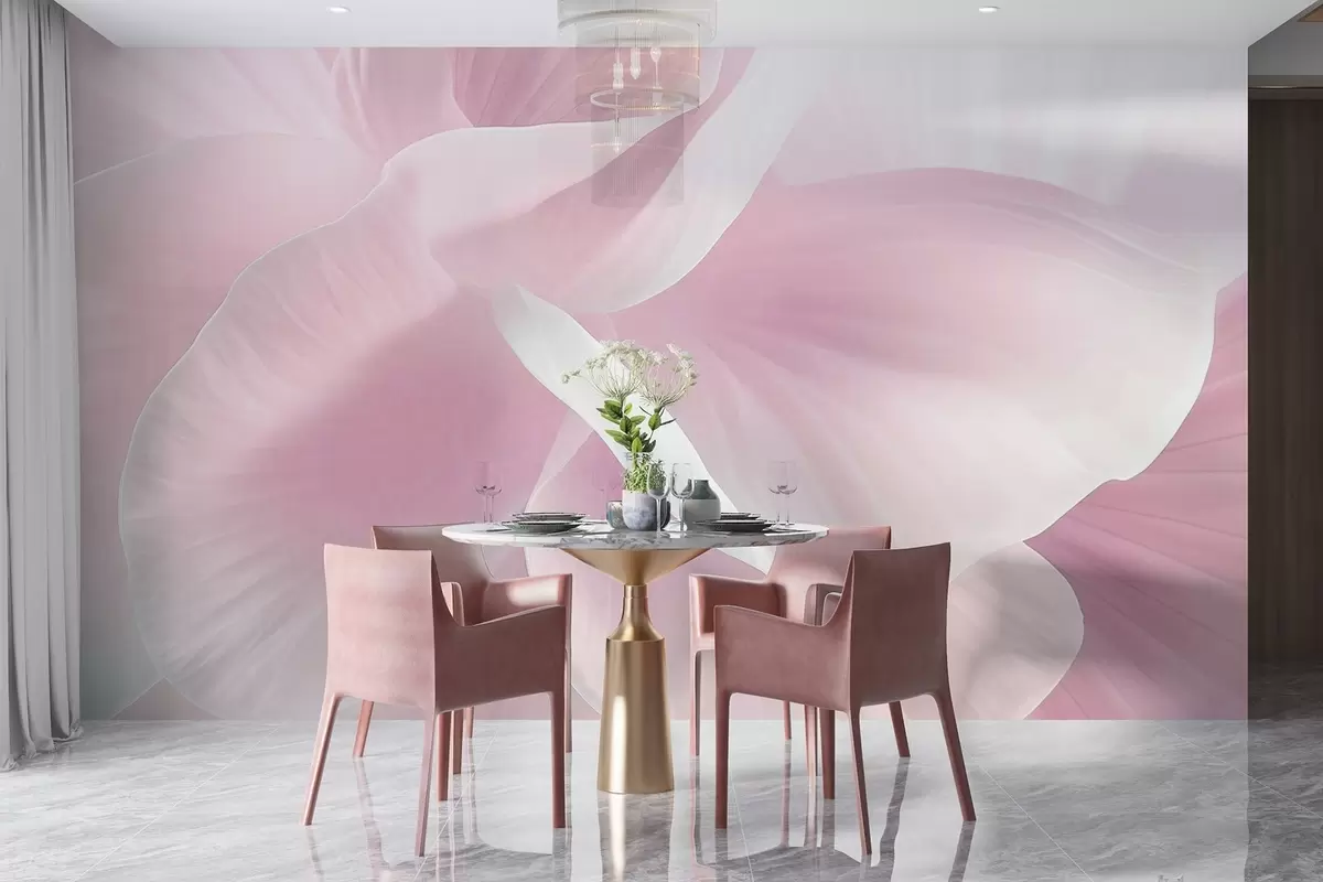 murales Flor abstracta texturizada con delicados pétalos, iluminación suave, composición elegante, estética minimalista w09211v1