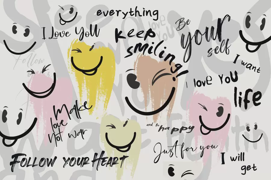 Wall Mural Photo Wallpaper Emoticons and inscriptions w04174