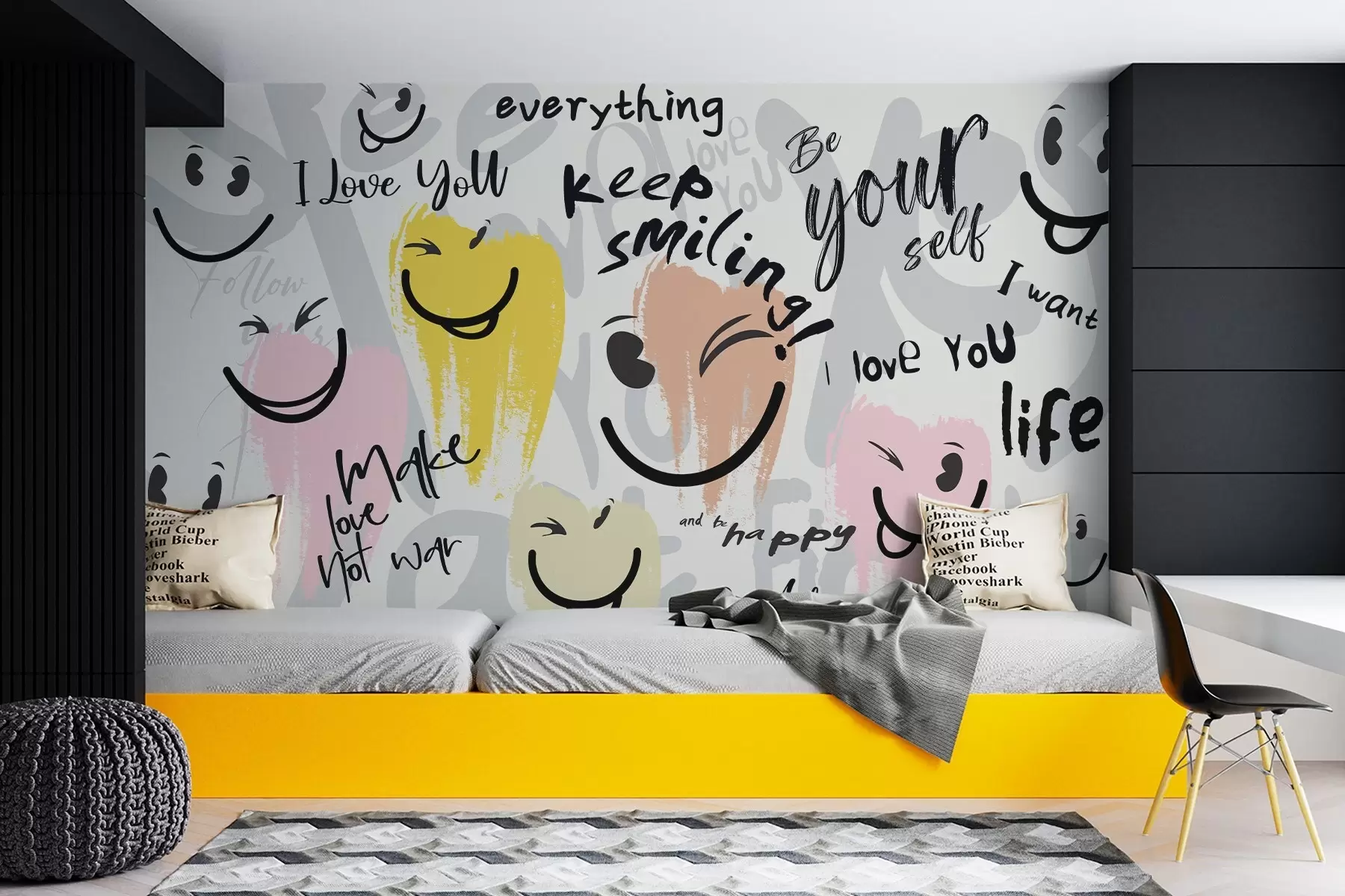 Wall Mural Photo Wallpaper Emoticons and inscriptions w04174