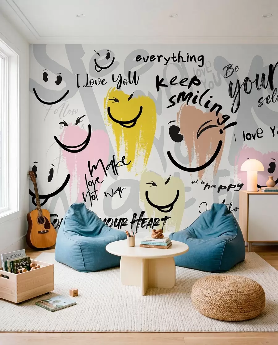 peintures murales Sourires et gribouillis w04174
