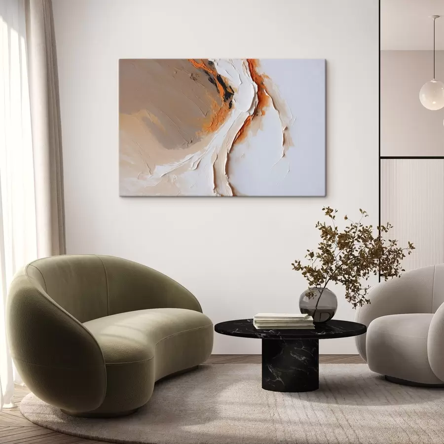 murales Pastel suave con acento naranja y trazos suaves s44874