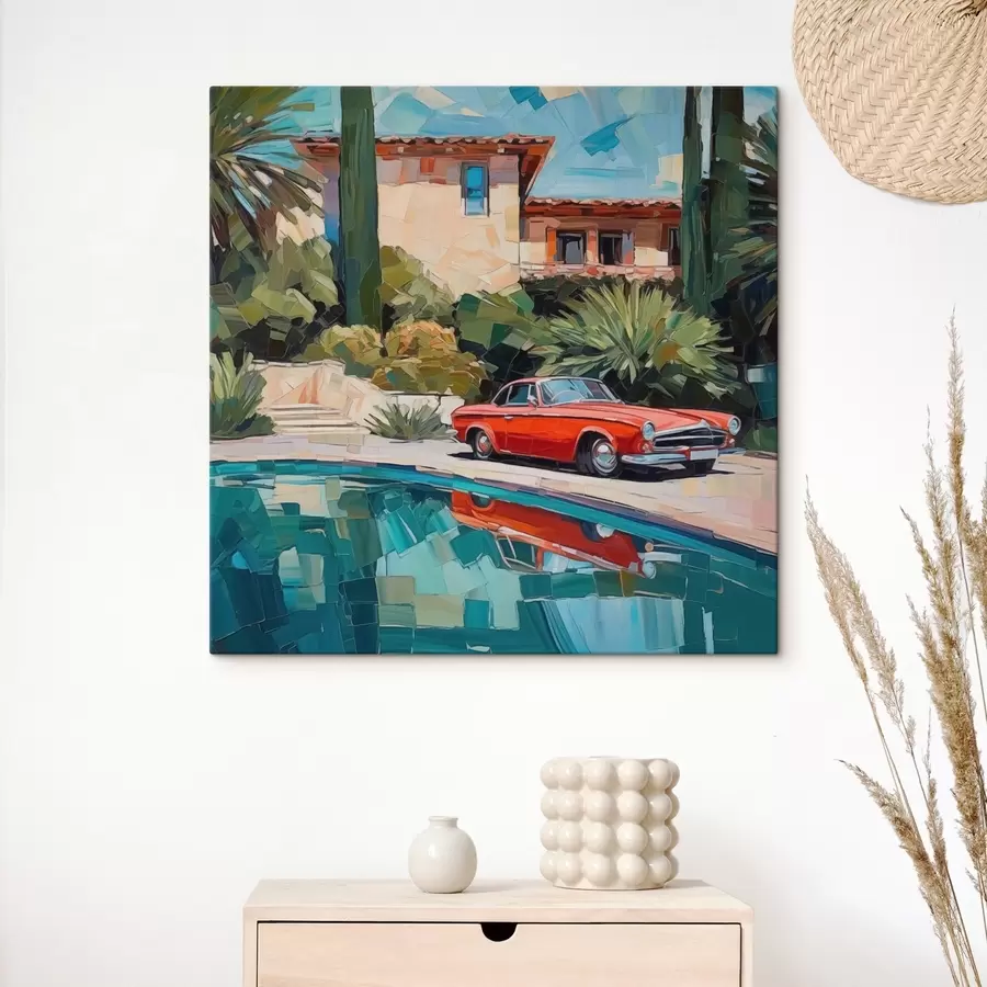 wall murals Car near the villa s44822