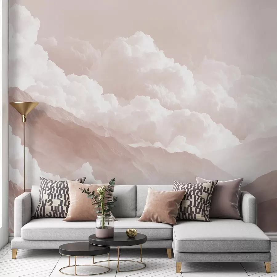 peintures murales Paysage de montagne doux dans des tons légers et poudreux w09226v1