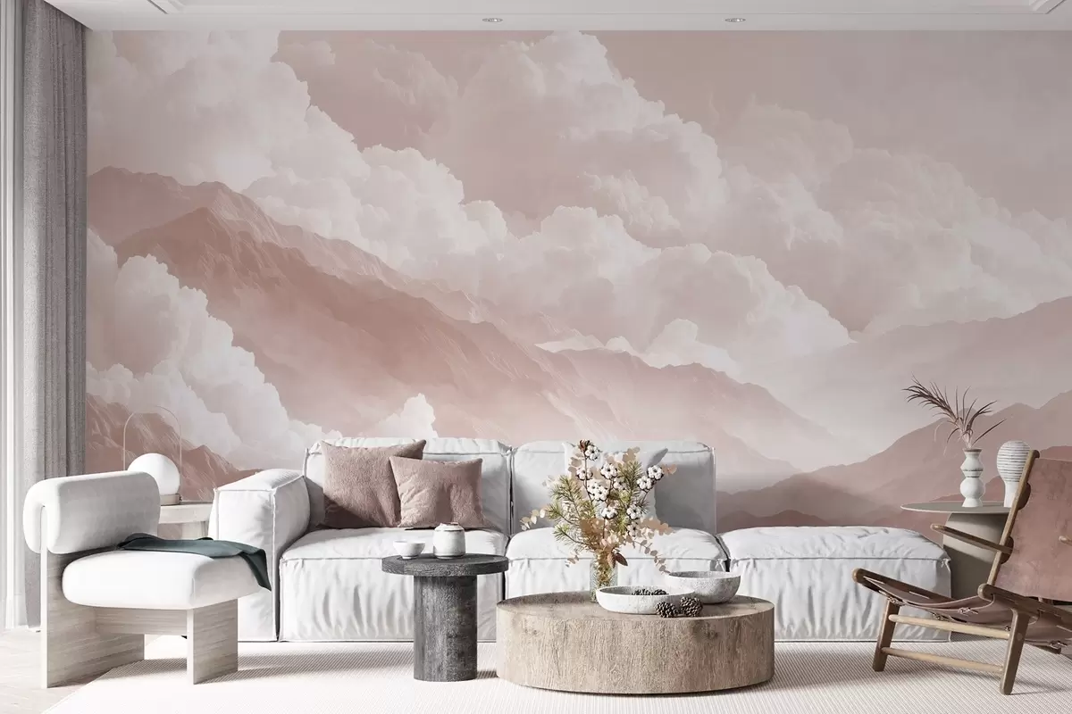 Wall Mural Photo Wallpaper Soft mountain landscape in light powdery tones w09226v1