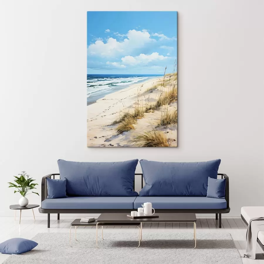 wall murals Grass on the coast under a blue sky s44917
