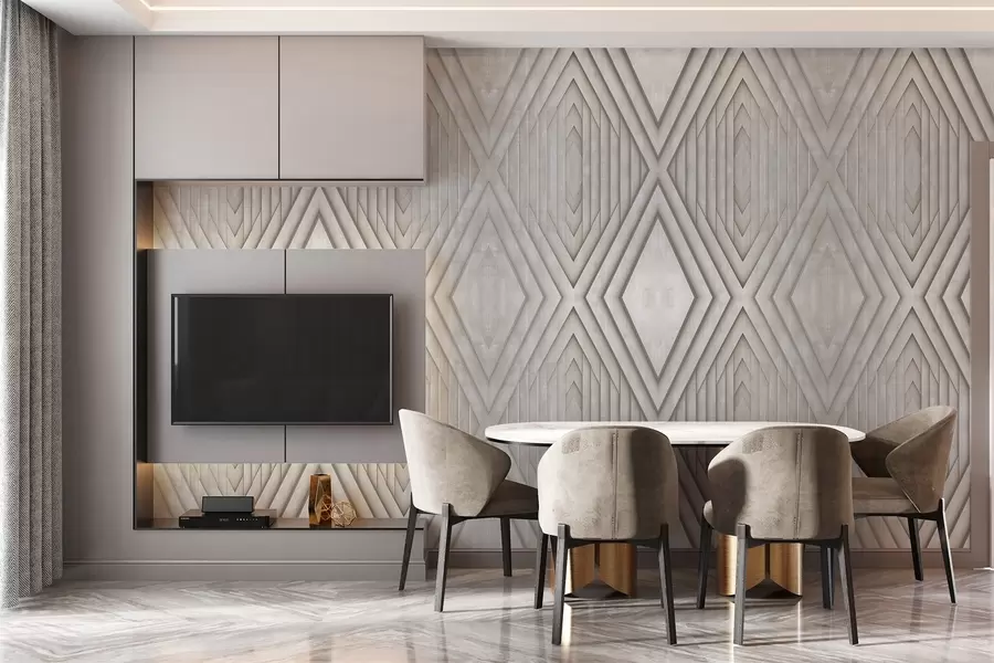 Wall Mural Photo Wallpaper imitation of wooden panels in beige colors w04168