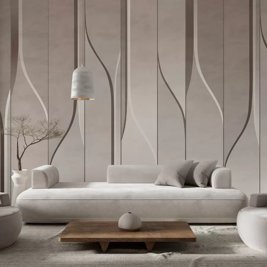 murales imitación de paneles murales en tonos beige w04169