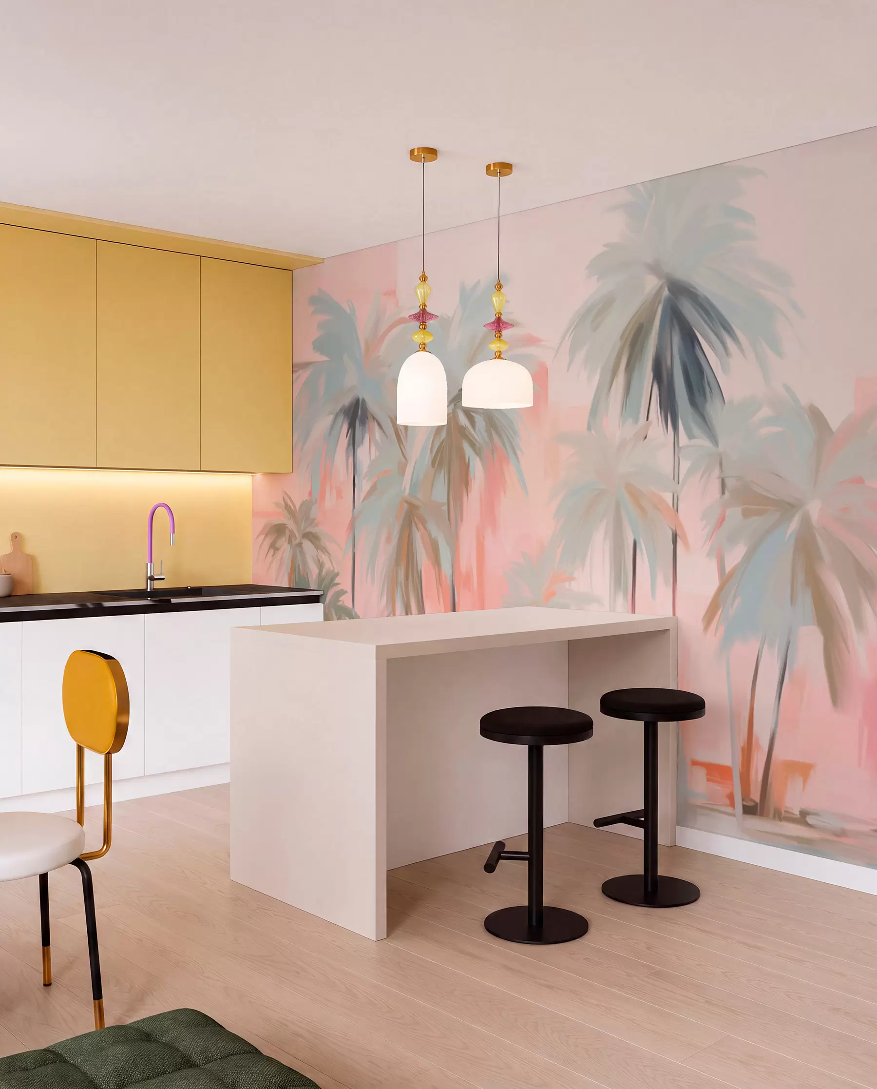 wall murals Palms at Peach Dawn w09212