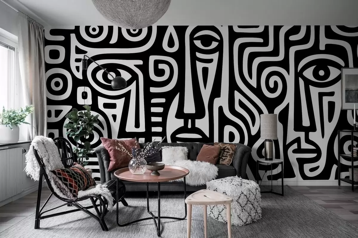 wall murals Stylized Facial Details w04186