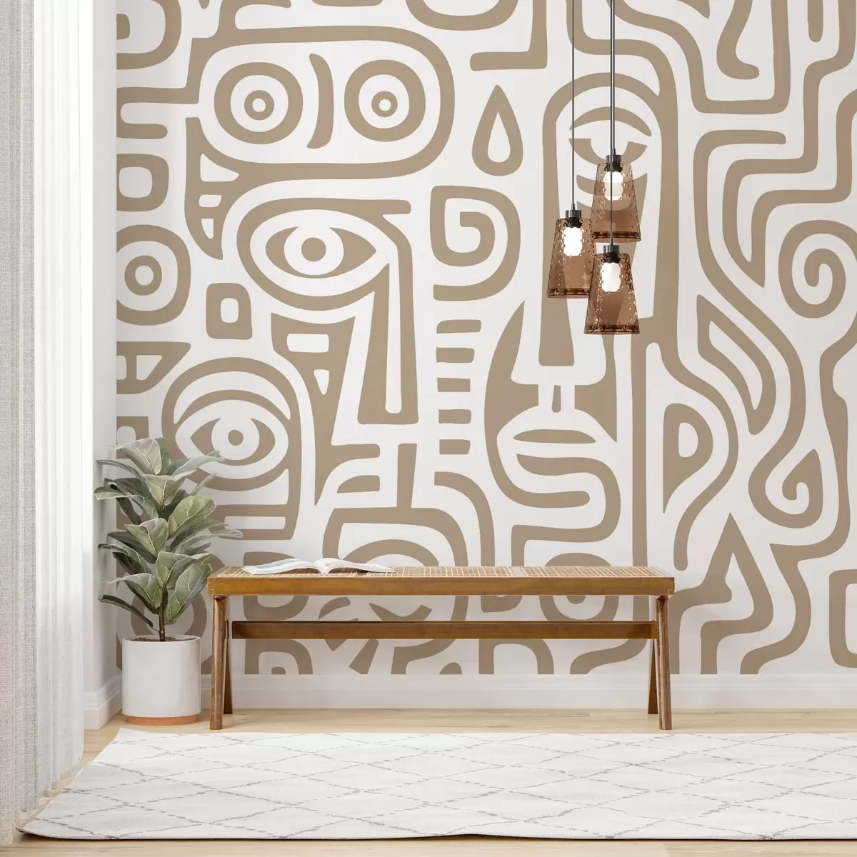 Wall Mural Photo Wallpaper Stylized Facial Details w04186v2