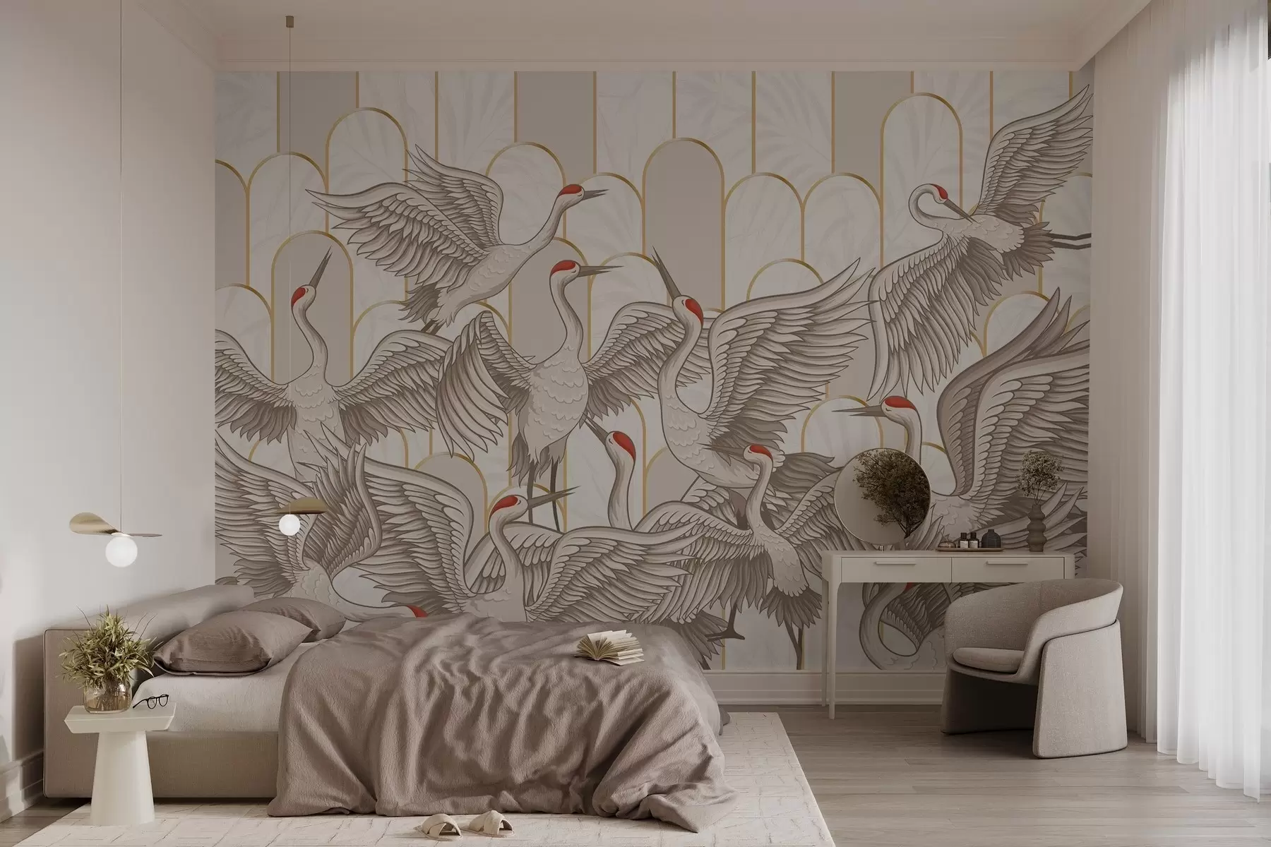 wall murals Birds & Vintage Arches w04193