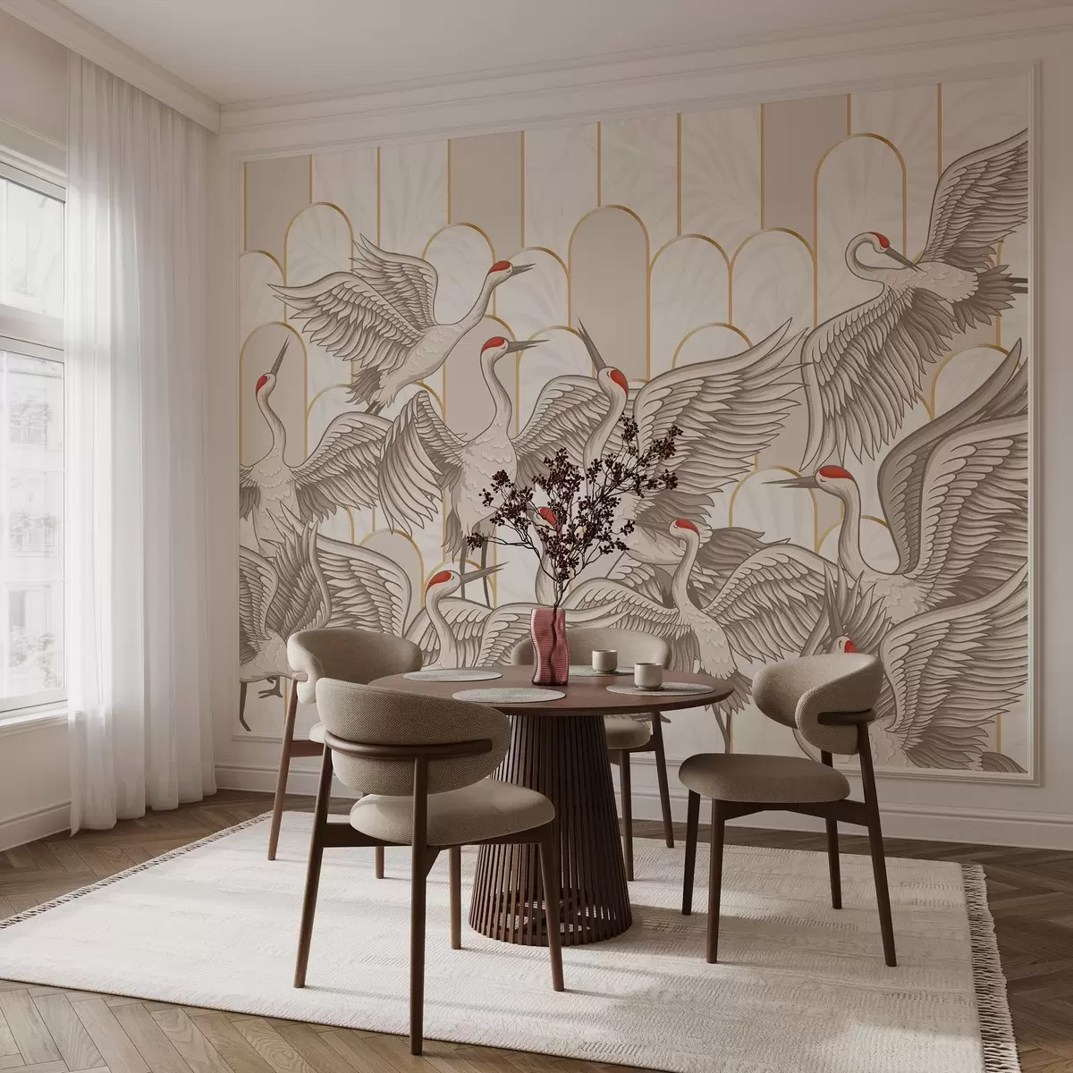 peintures murales Oiseaux et arcs anciens w04193