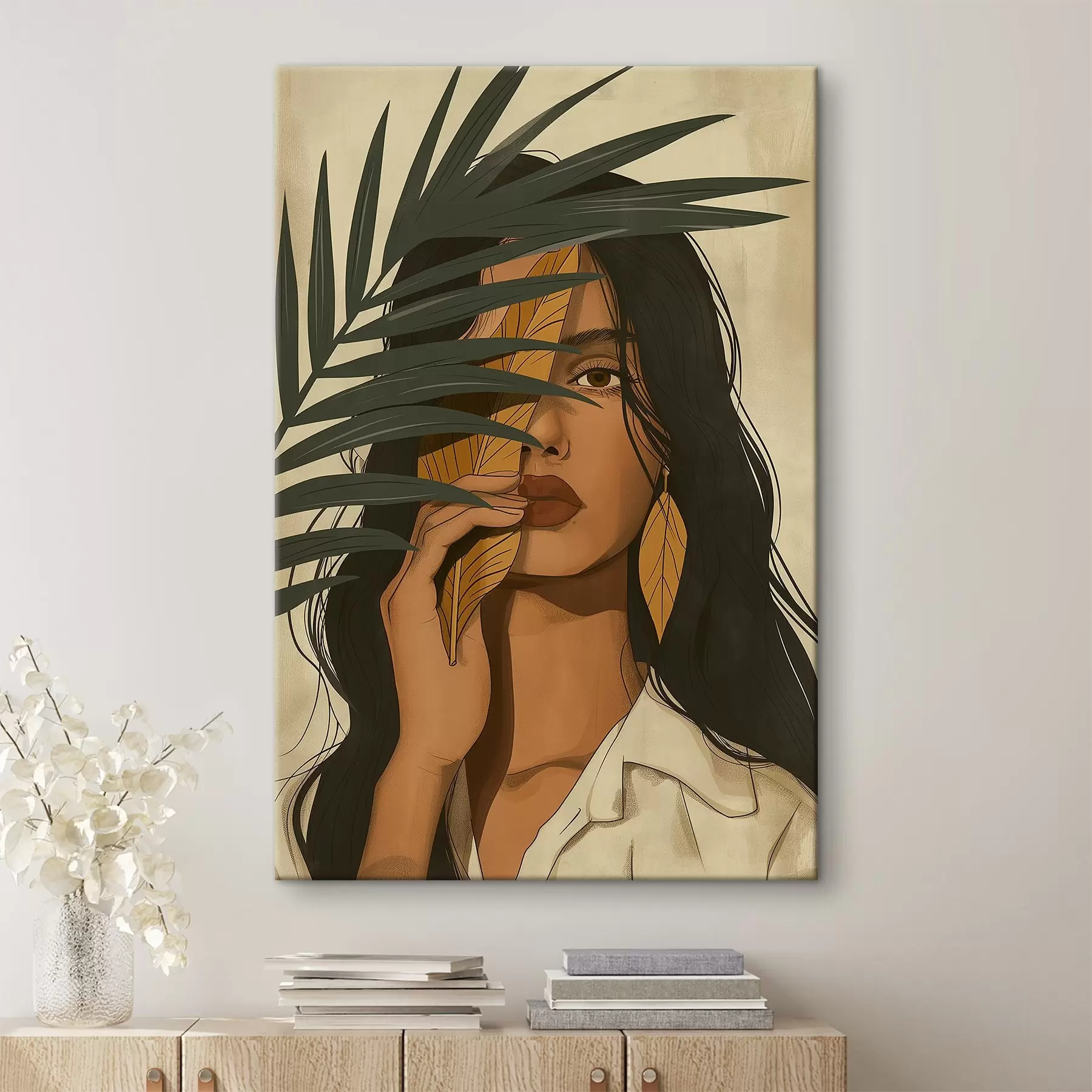 murales Rostro oculto tras las hojas s44960