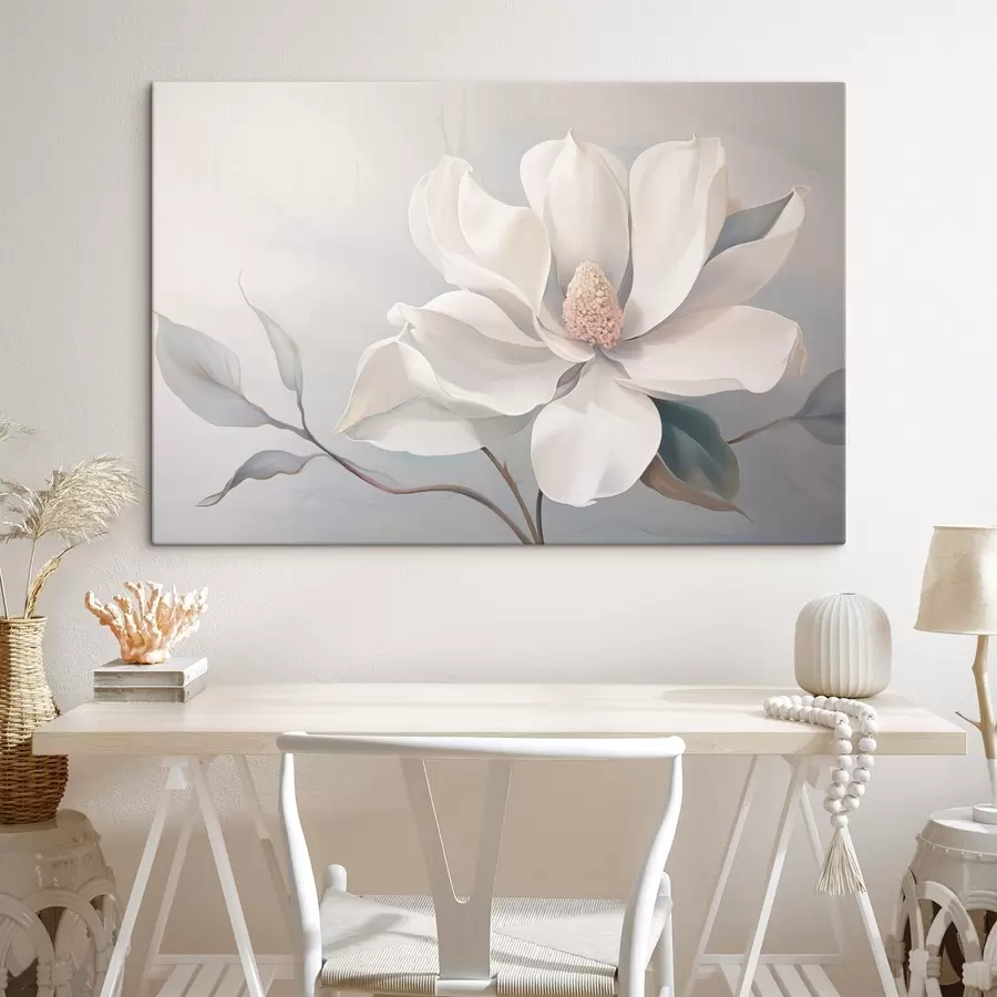 wall murals Blooming White Flower in Pastel Shades s44839