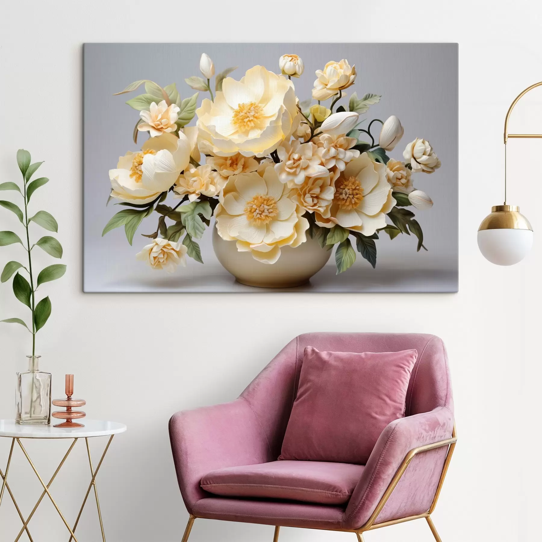 murales Exuberante ramo de flores en tonos pastel s44846