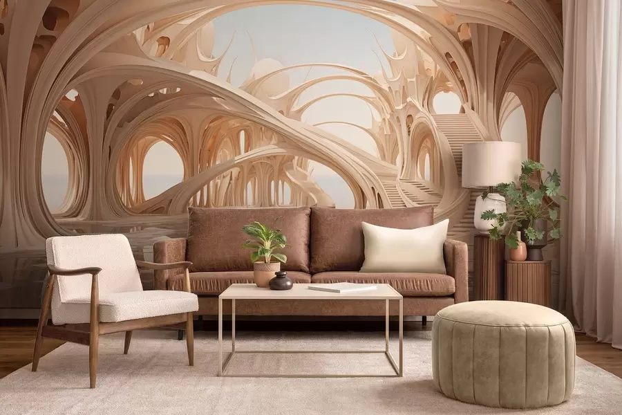murais de parede Arquitetura de fantasia com arcos sobre a água w09241