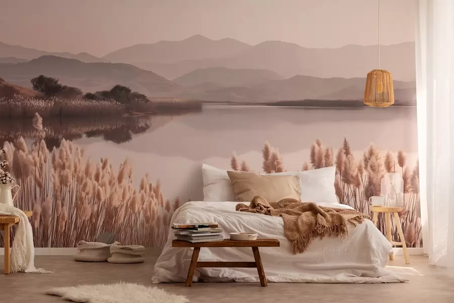Wall Mural Photo Wallpaper view of the lake with reeds w04207