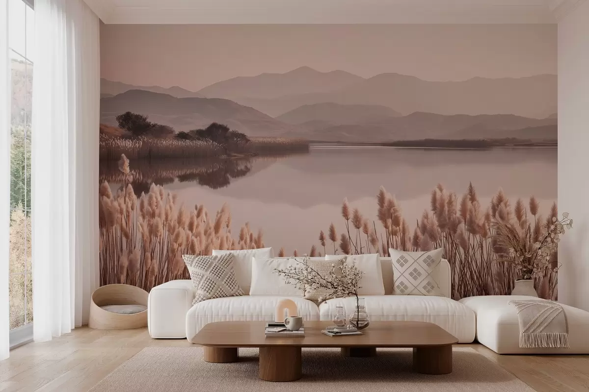 Wall Mural Photo Wallpaper view of the lake with reeds w04207