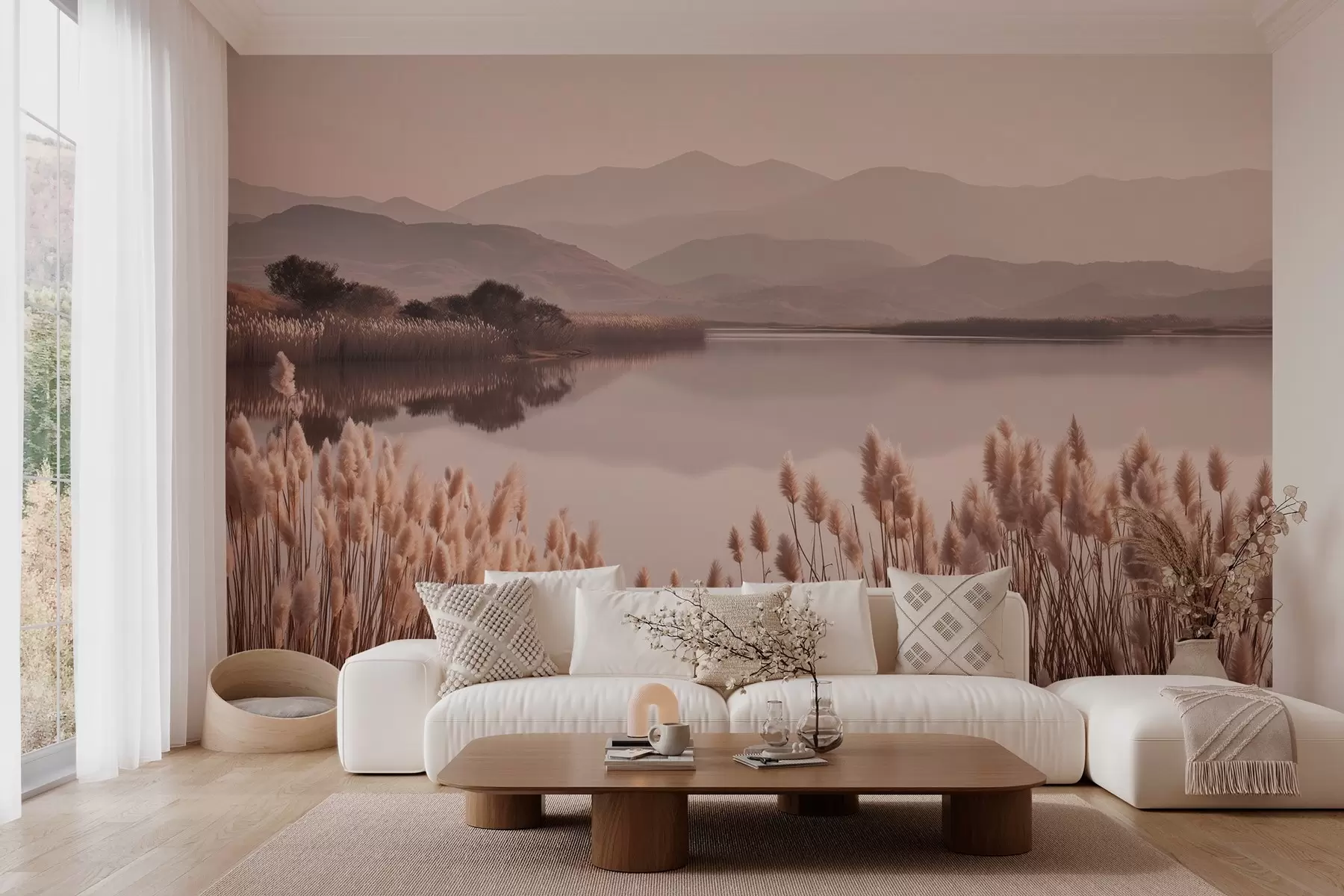 Wall Mural Photo Wallpaper view of the lake with reeds w04207