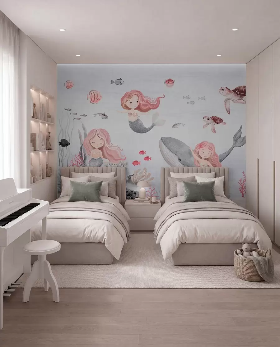 murales Sirenas del mar rosa w04166v1