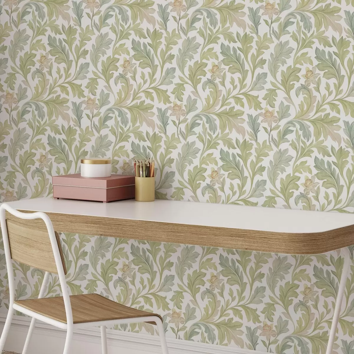 Wallpaper Vintage floral ornament on white background a00277v2