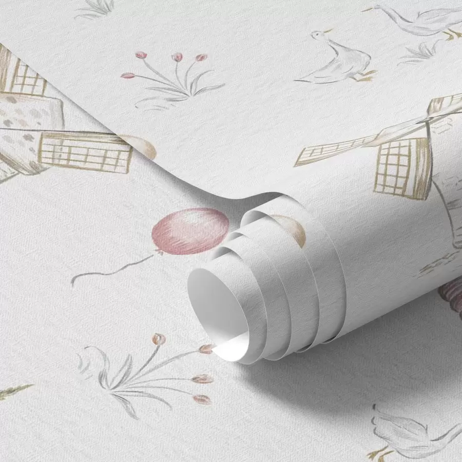 wall murals Children's illustrations: Dog, ducks, balls, mill a00278