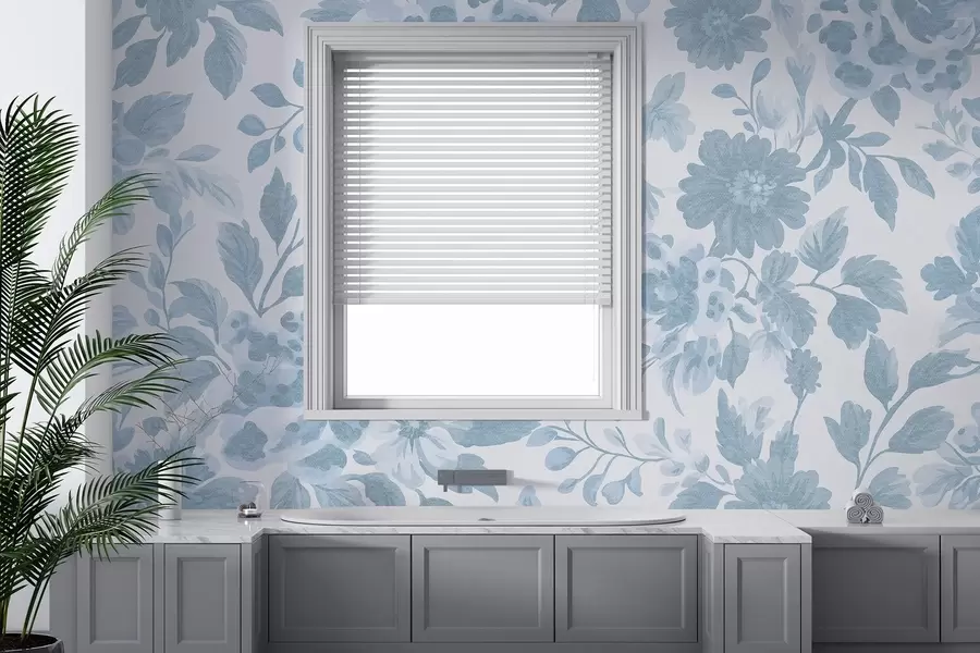 murales Flores estilo boho con estampado de leopardo, color azul w04114v1