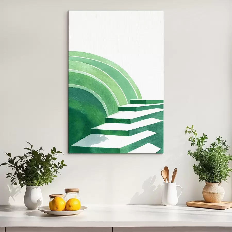 wall murals Geometric abstraction in green colors, watercolor style s44981