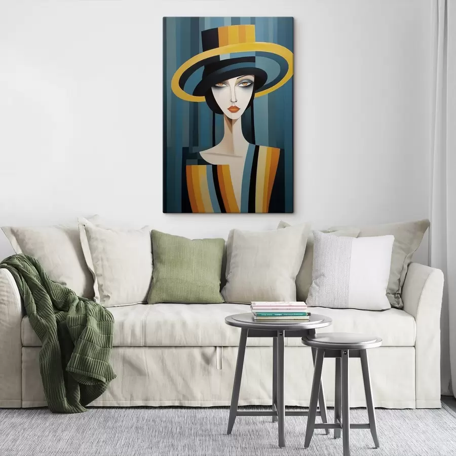 murales Retrato abstracto de mujer con sombrero s44990