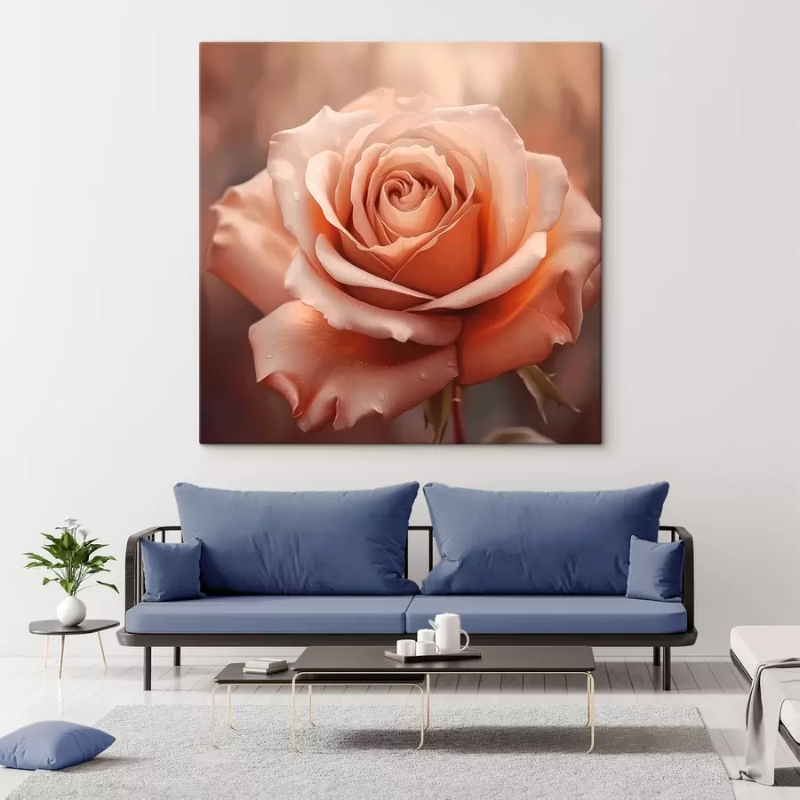 wall murals Rose with dew drops s44991
