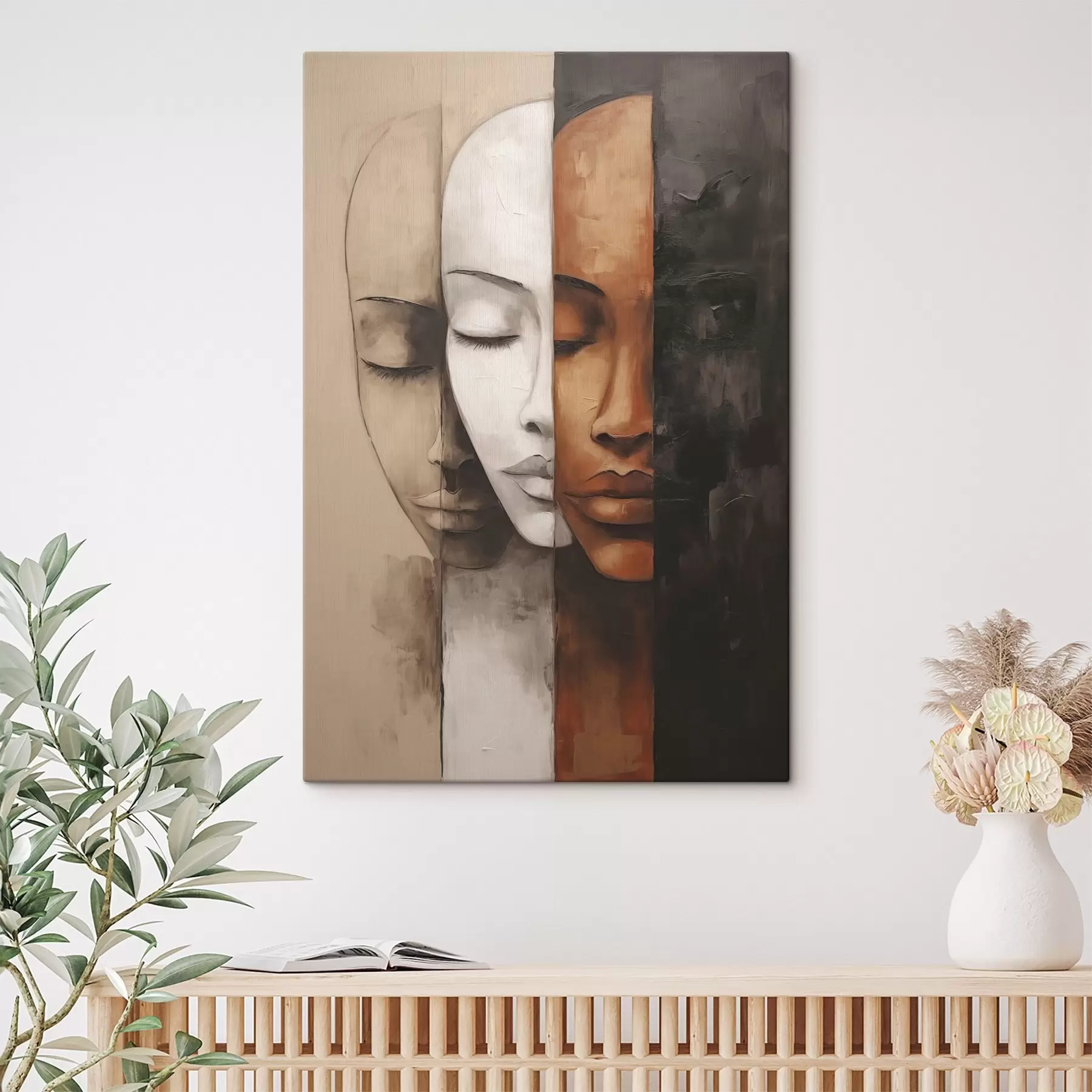 murales Retrato en estilo abstracto con caras s45003
